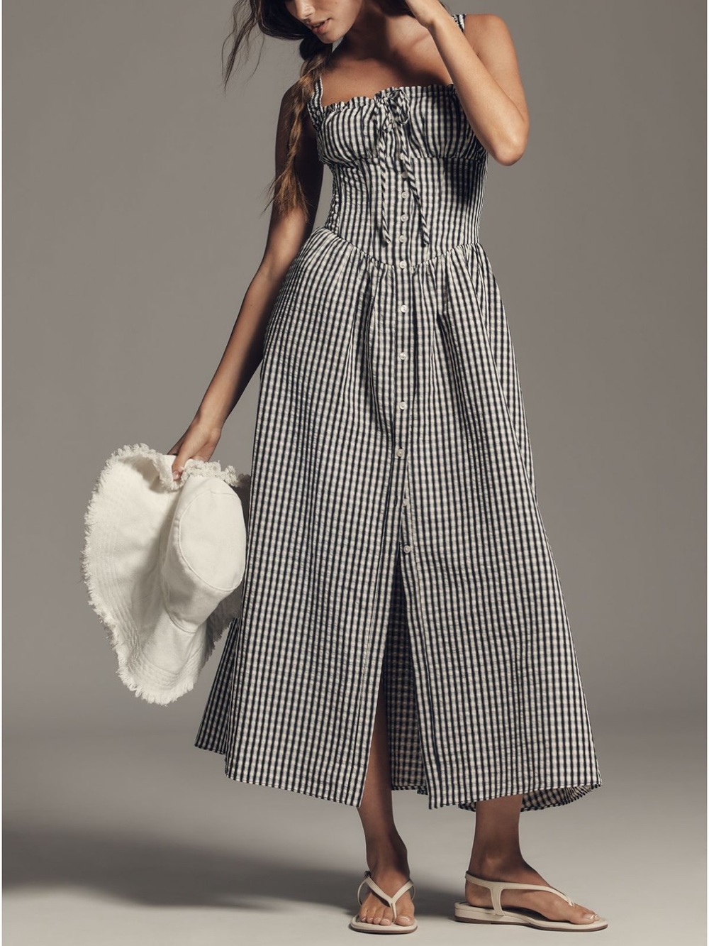 Anthropologie ASTR The Label Temperance A-Line Milkmaid Maxi Dress Sz M petite - Picture 2 of 4